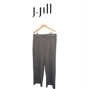 NWT J.Jill Cotton Knit Wide Leg Women Herringbone Grey Black Stretch Pants Sz18
